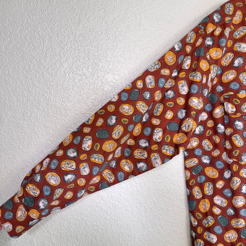 Vintage Hugo Boss Shirt Mens 17.5 Button Up Roman Art Print Camp 70s 80s Retro - Picture 5 of 10